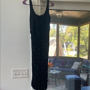 Elegant Black Ruched Maxi Dress